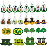 1 Pair Fashion Four Leaf Clover Water Droplets Pu Leather Sequins St. Patrick Women's Drop Earrings main image 1
