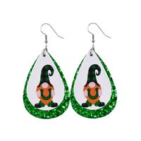 1 Pair Fashion Four Leaf Clover Water Droplets Pu Leather Sequins St. Patrick Women's Drop Earrings sku image 1
