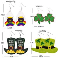 1 Pair Fashion Four Leaf Clover Water Droplets Pu Leather Sequins St. Patrick Women's Drop Earrings main image 3