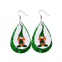 1 Paire Mode Trèfle À Quatre Feuilles Les Gouttelettes D'eau Faux Cuir Paillettes Saint Patrick Femmes Boucles D'oreilles sku image 2