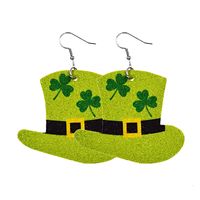 1 Pair Fashion Four Leaf Clover Water Droplets Pu Leather Sequins St. Patrick Women's Drop Earrings main image 2