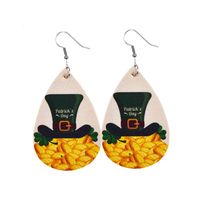 1 Pair Fashion Four Leaf Clover Water Droplets Pu Leather Sequins St. Patrick Women's Drop Earrings sku image 7