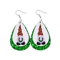 1 Pair Fashion Four Leaf Clover Water Droplets Pu Leather Sequins St. Patrick Women's Drop Earrings sku image 4