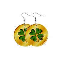1 Pair Fashion Four Leaf Clover Water Droplets Pu Leather Sequins St. Patrick Women's Drop Earrings sku image 14