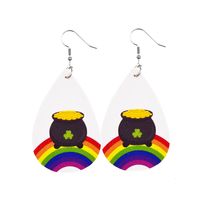 1 Pair Fashion Four Leaf Clover Water Droplets Pu Leather Sequins St. Patrick Women's Drop Earrings sku image 8