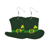 1 Pair Fashion Four Leaf Clover Water Droplets Pu Leather Sequins St. Patrick Women's Drop Earrings sku image 10