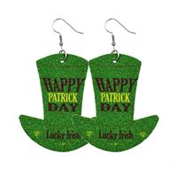 1 Paire Mode Trèfle À Quatre Feuilles Les Gouttelettes D'eau Faux Cuir Paillettes Saint Patrick Femmes Boucles D'oreilles sku image 12