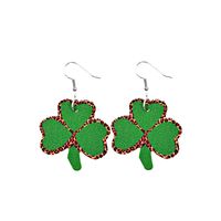1 Pair Fashion Four Leaf Clover Water Droplets Pu Leather Sequins St. Patrick Women's Drop Earrings sku image 16
