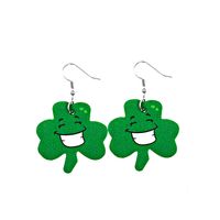 1 Pair Fashion Four Leaf Clover Water Droplets Pu Leather Sequins St. Patrick Women's Drop Earrings sku image 17
