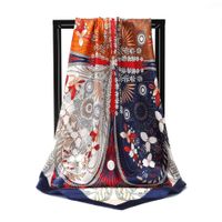 Women's Fashion Flower Satin Printing Silk Scarves main image 5