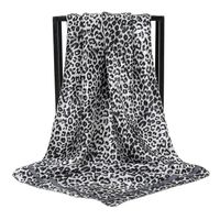 Women's Streetwear Leopard Satin Printing Silk Scarves sku image 4