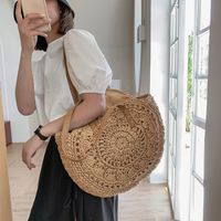 Women's Spring&summer Straw Solid Color Vacation Round Open Straw Bag main image 1
