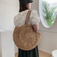 Women's Spring&summer Straw Solid Color Vacation Round Open Straw Bag main image 2
