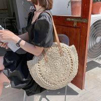 Women's Spring&summer Straw Solid Color Vacation Round Open Straw Bag main image 9