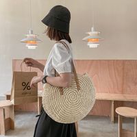 Women's Spring&summer Straw Solid Color Vacation Round Open Straw Bag main image 7