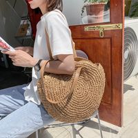 Women's Spring&summer Straw Solid Color Vacation Round Open Straw Bag main image 8