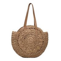 Women's Spring&summer Straw Solid Color Vacation Round Open Straw Bag sku image 2