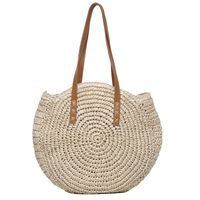 Women's Spring&summer Straw Solid Color Vacation Round Open Straw Bag sku image 3