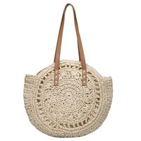 Women's Spring&summer Straw Solid Color Vacation Round Open Straw Bag sku image 4