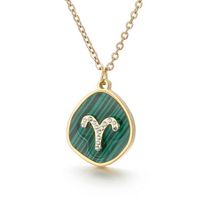 1 Piece Fashion Constellation Titanium Steel Plating Inlay Malachite Turquoise Pendant Necklace sku image 1