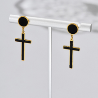 Simple Style Cross Stainless Steel Synthetic Resin Enamel Drop Earrings 1 Pair sku image 1