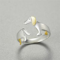 Style Simple Chien Argent Sterling Placage Anneau Ouvert main image 6