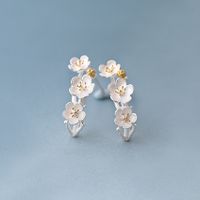 Fashion Flower Metal Silver Plated Women's Rings Earrings Necklace sku image 2