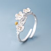 Fashion Flower Metal Silver Plated Women's Rings Earrings Necklace sku image 1