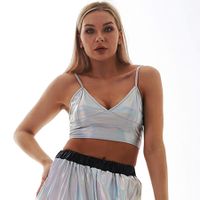 Women's Wrap Crop Top Tank Tops Backless Sexy Solid Color main image 3