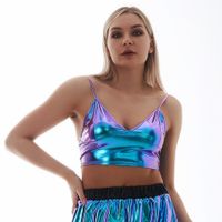 Women's Wrap Crop Top Tank Tops Backless Sexy Solid Color main image 2