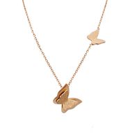 Fashion Simple Style Butterfly Titanium Steel Plating Butterfly Necklace sku image 2