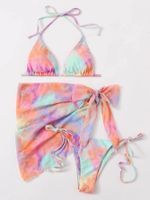 Unisex Beach Color Block 3 Piece Set Bikinis main image 6