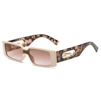 Retro Solid Color Leopard Pc Square Full Frame Men's Sunglasses sku image 4