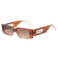 Retro Solid Color Leopard Pc Square Full Frame Men's Sunglasses sku image 2