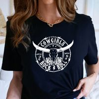 Women's T-shirt Short Sleeve T-shirts Printing Fashion Letter Cattle main image 3