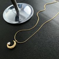 1 Piece Fashion Moon Titanium Steel Plating Inlay Artificial Diamond Pendant Necklace sku image 1