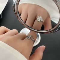 1 Piece Fashion Four Leaf Clover Titanium Steel Asymmetrical Plating Rings main image 2