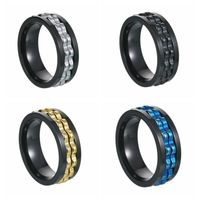 Wholesale Jewelry Hip-Hop Geometric 304 Stainless Steel Chain Gold Plated Plating Rings main image 2