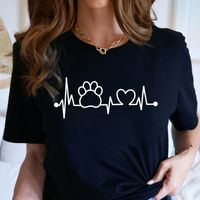 Women's T-shirt Short Sleeve T-shirts Printing Casual Lines main image 2