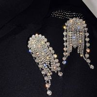 1 Pair Shiny Tassel Rhinestone Inlay Crystal Silver Plated Women's Drop Earrings main image 5