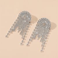 1 Pair Shiny Tassel Rhinestone Inlay Crystal Silver Plated Women's Drop Earrings main image 8