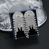 1 Pair Shiny Tassel Rhinestone Inlay Crystal Silver Plated Women's Drop Earrings main image 9