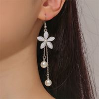 1 Pair Fashion Tassel Flower Alloy Inlay Rhinestones Pearl Women's Drop Earrings main image 3