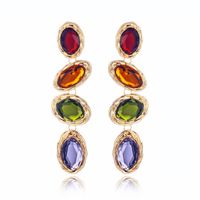 1 Pair Fashion Oval Alloy Plating Inlay Gem Women's Drop Earrings main image 2
