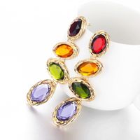 1 Pair Fashion Oval Alloy Plating Inlay Gem Women's Drop Earrings main image 1