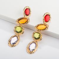 1 Pair Fashion Oval Alloy Plating Inlay Gem Women's Drop Earrings main image 3