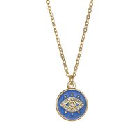 Fashion Devil's Eye Stainless Steel Enamel Plating Inlay Zircon 14k Gold Plated Pendant Necklace main image 4