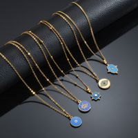 Fashion Devil's Eye Stainless Steel Enamel Plating Inlay Zircon 14k Gold Plated Pendant Necklace main image 5