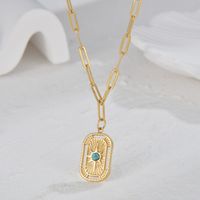 Fashion Devil's Eye Stainless Steel Enamel Plating Inlay Zircon 14k Gold Plated Pendant Necklace sku image 1