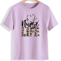 Femmes T-shirt Manche Courte T-shirts Impression Mode Lettre Léopard main image 1